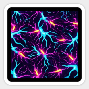 Neon Synapse: Electric Neural Network Inspired Digital Art Sticker